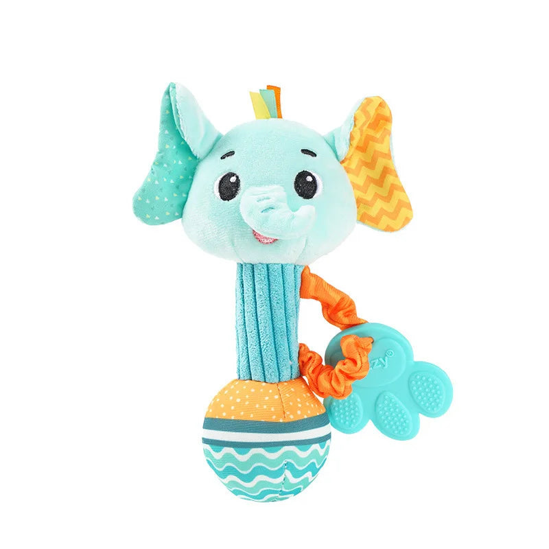 Soft Plush Baby Rattles - Sensory Hand Grip Toys with Crinkle and Squeaky Features for Toddlers - Ideal Travel Accessories and Gift Options