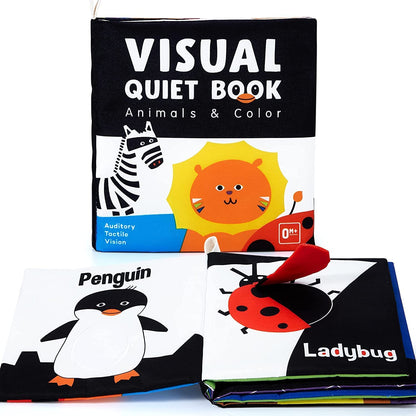 High Contrast Black & White Touch & Feel Crinkle Cloth Books for Infants and Toddlers - Educational Stimulation Toys for Early Development, Ideal Gift for Baby Boys and Girls, Featuring Animal Themes