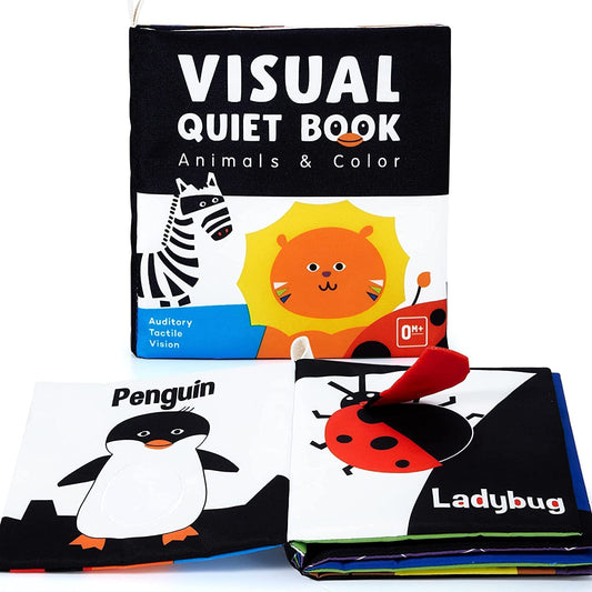 High Contrast Black & White Touch & Feel Crinkle Cloth Books for Infants and Toddlers - Educational Stimulation Toys for Early Development, Ideal Gift for Baby Boys and Girls, Featuring Animal Themes