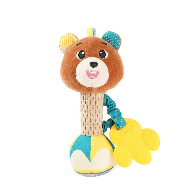 Soft Plush Baby Rattles - Sensory Hand Grip Toys with Crinkle and Squeaky Features for Toddlers - Ideal Travel Accessories and Gift Options