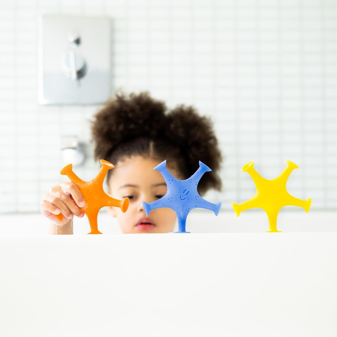 Ubbi Starfish Stretch and Suction Bath Toy Set for Toddlers - Engaging Water Accessories for Bath Time Fun, Set of 3