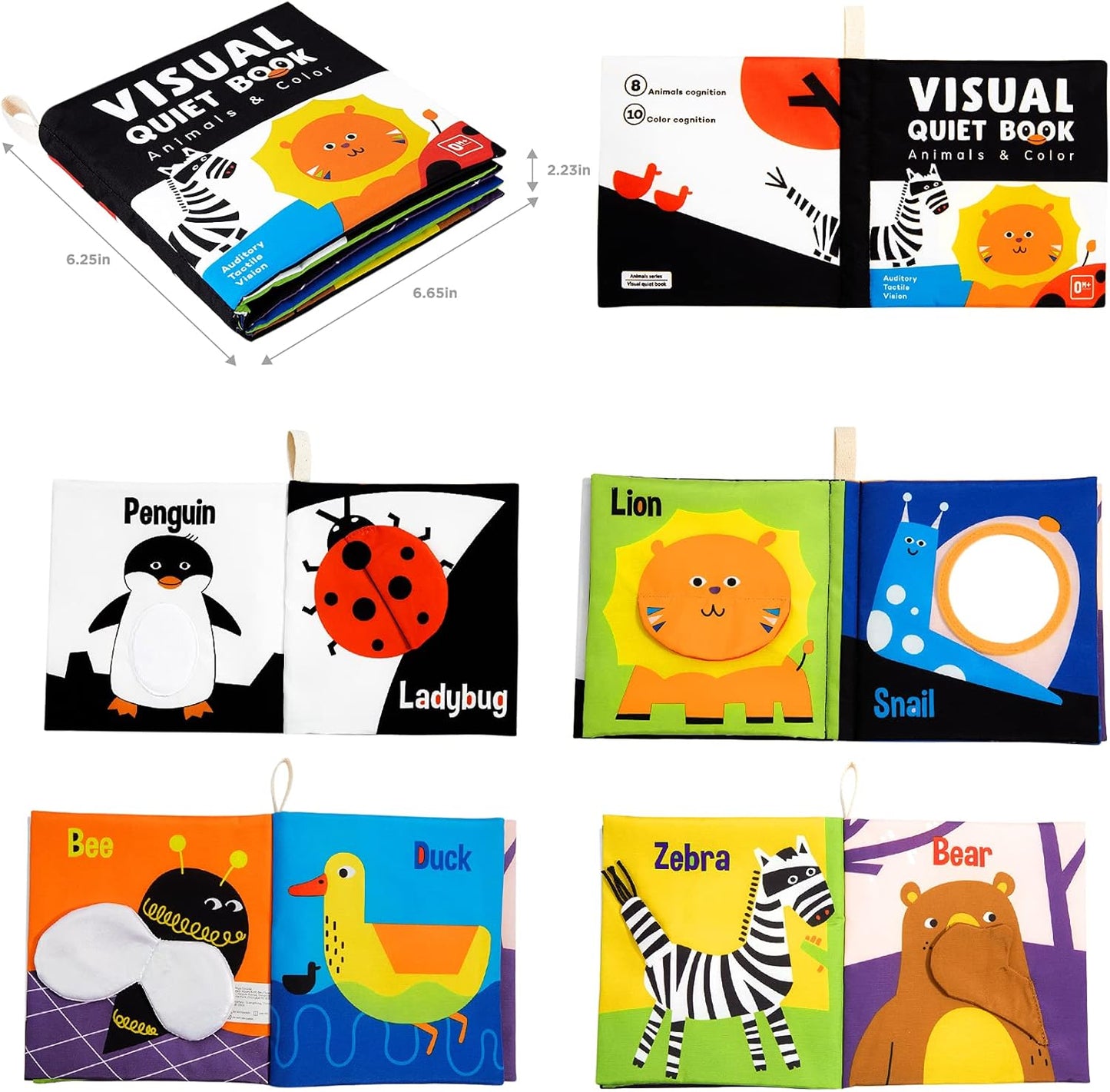 High Contrast Black & White Touch & Feel Crinkle Cloth Books for Infants and Toddlers - Educational Stimulation Toys for Early Development, Ideal Gift for Baby Boys and Girls, Featuring Animal Themes