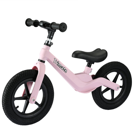 Toddler Balance Bike in Pink - No-Pedal Sport Bike for Ages 3-5, 12" Inflated Tires, Ideal Gift for Boys and Girls with Inseam 16" - 21