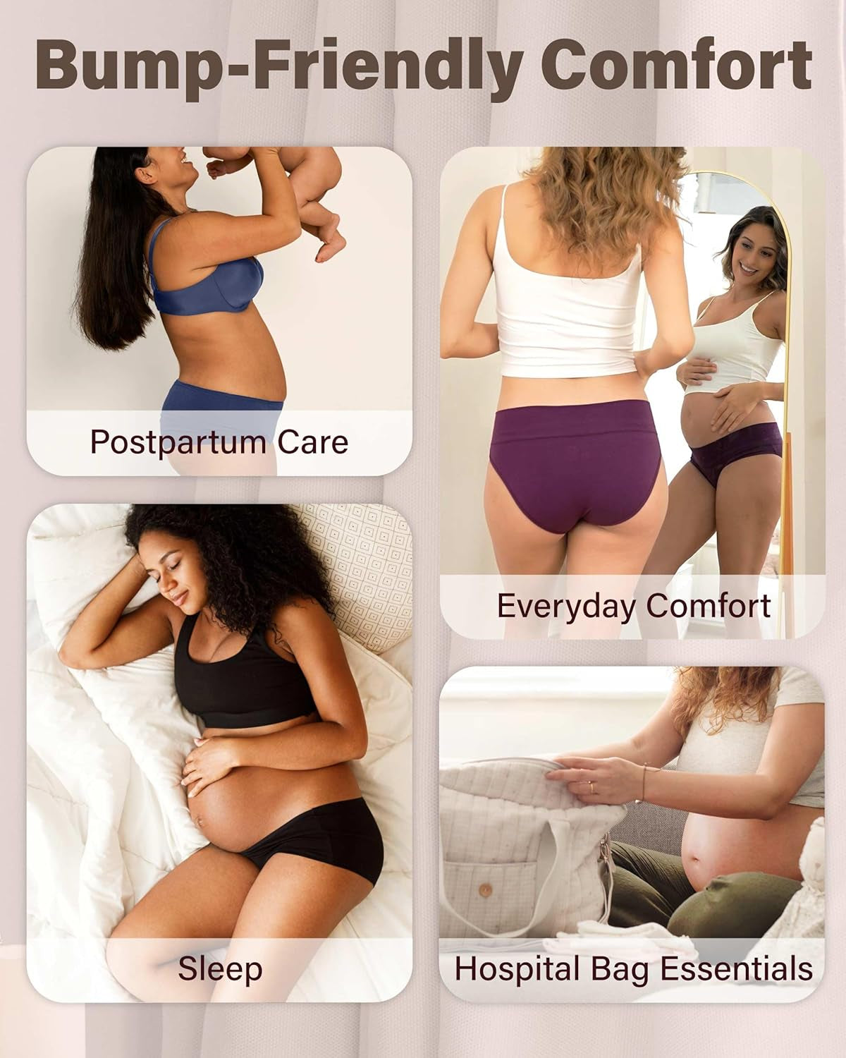 Cotton Maternity Underwear under the Bump Foldable Pregnancy Postpartum Panties