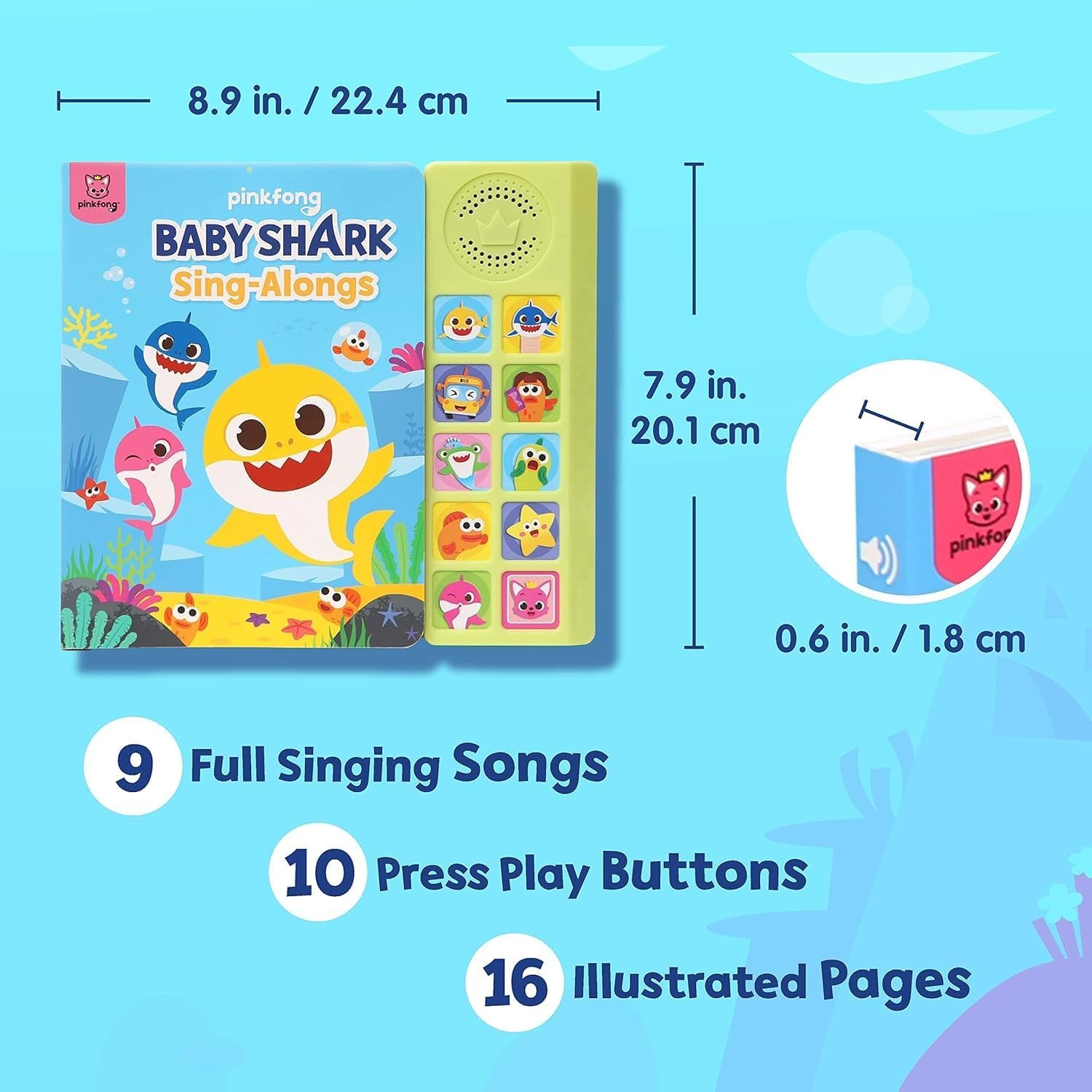 Interactive Baby Shark Sound Book with 10 Buttons | Educational Learning Toy for Toddlers Ages 1-3 | Ideal Gift for Boys and Girls