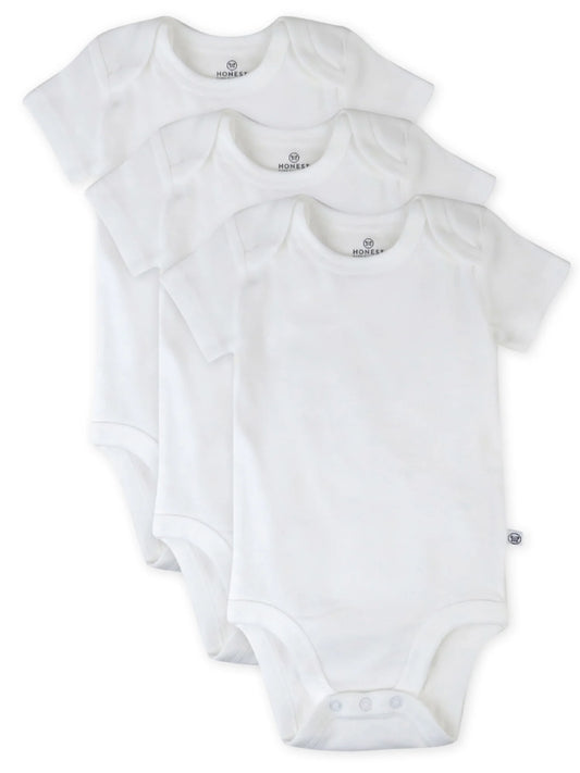 Baby Boy or Girl Gender Neutral Organic Cotton Short Sleeve Bodysuits, 3 Pack (Preemie-24 Months)