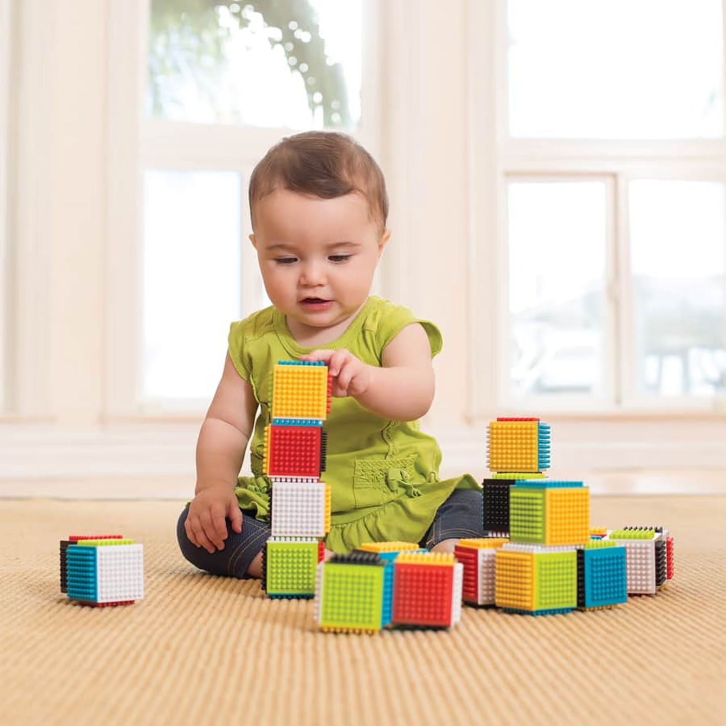 Interlocking Stacking Blocks Set for Ages 12-36 Months, 24 Pieces