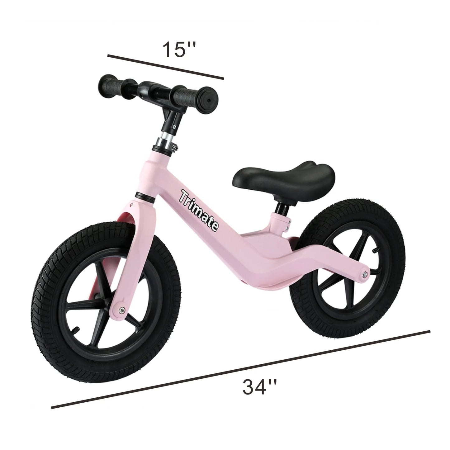 Toddler Balance Bike in Pink - No-Pedal Sport Bike for Ages 3-5, 12" Inflated Tires, Ideal Gift for Boys and Girls with Inseam 16" - 21