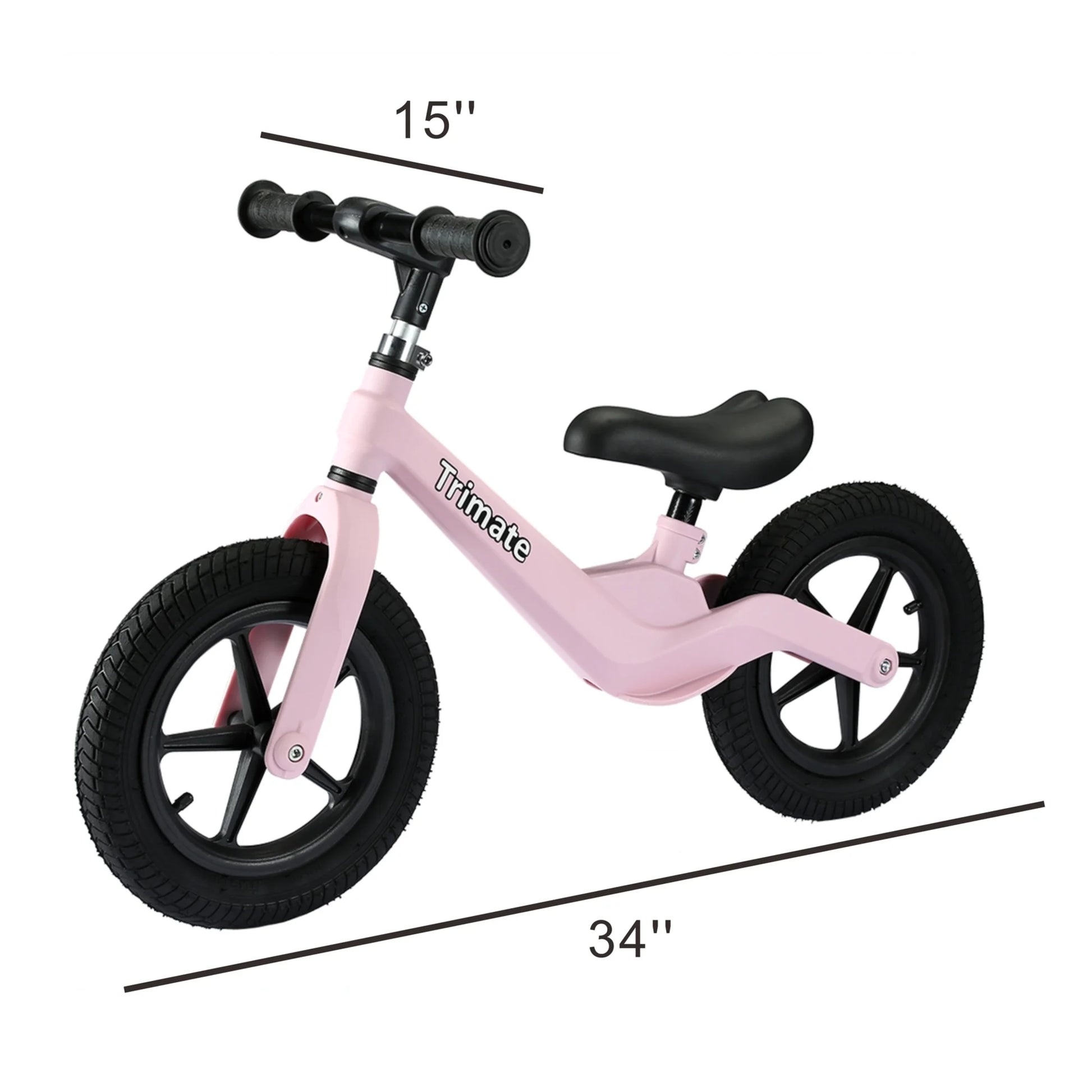 Toddler Balance Bike in Pink - No-Pedal Sport Bike for Ages 3-5, 12" Inflated Tires, Ideal Gift for Boys and Girls with Inseam 16" - 21