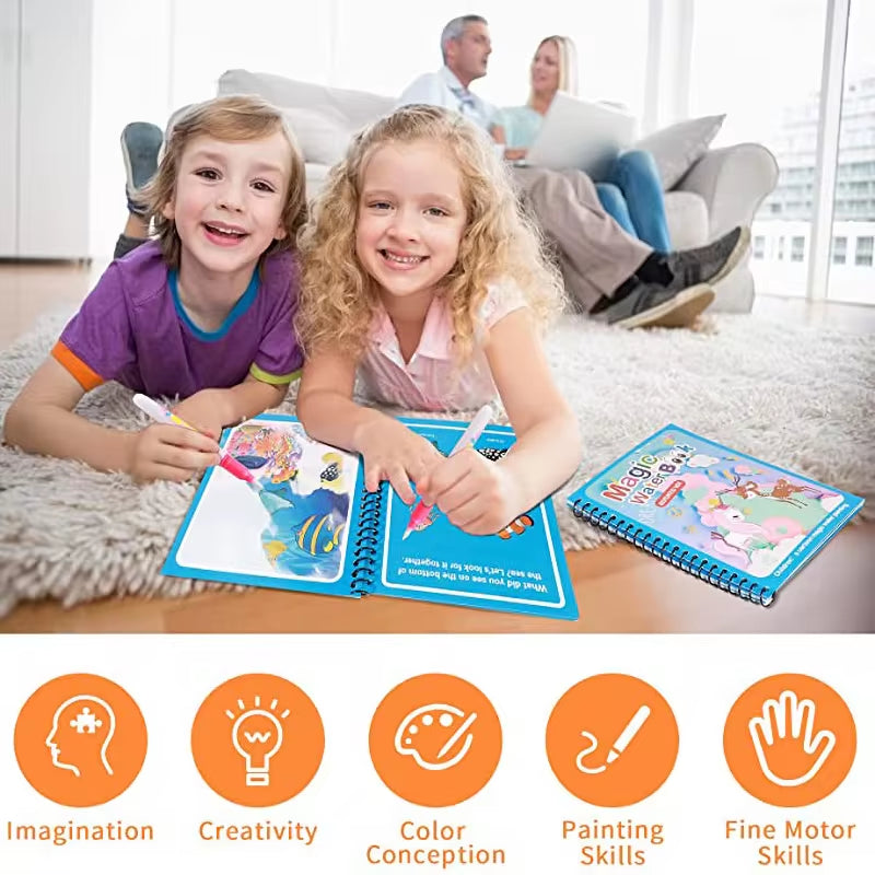 Magic Water Drawing Book - Reusable Montessori Sensory Coloring Toy for Early Childhood Education