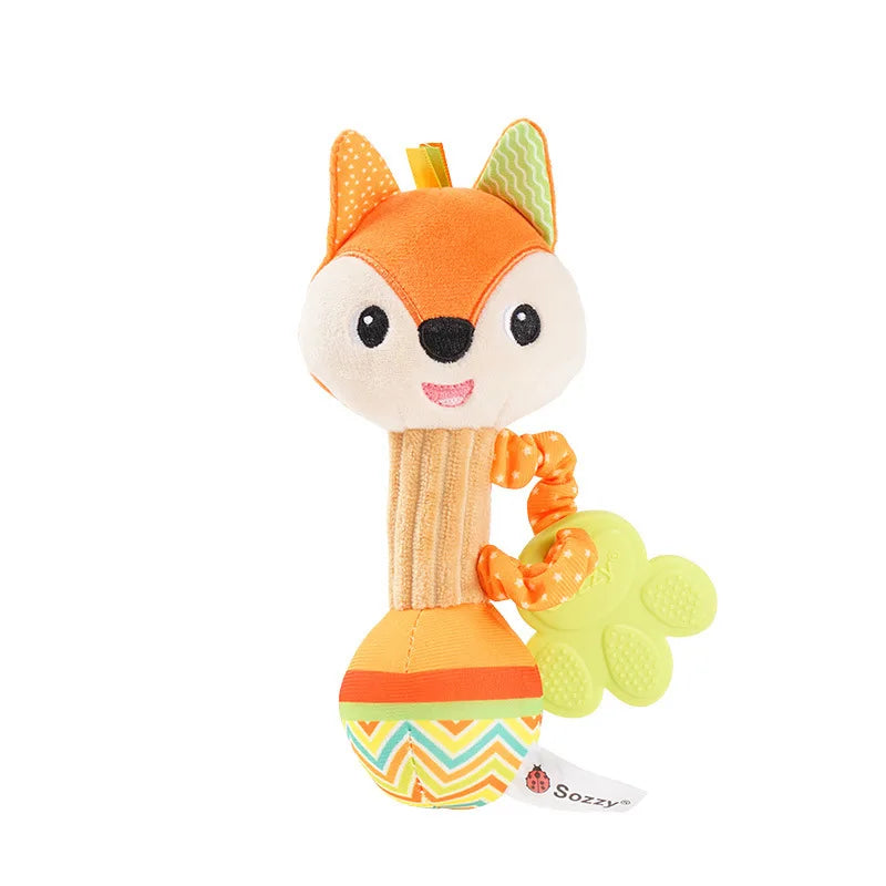 Soft Plush Baby Rattles - Sensory Hand Grip Toys with Crinkle and Squeaky Features for Toddlers - Ideal Travel Accessories and Gift Options
