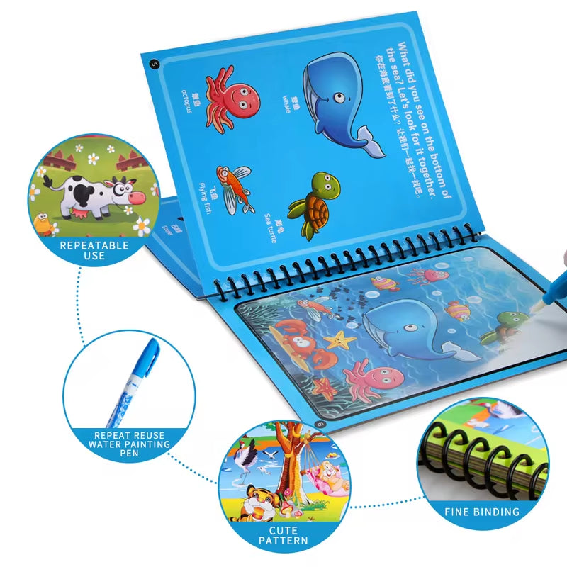 Magic Water Drawing Book - Reusable Montessori Sensory Coloring Toy for Early Childhood Education