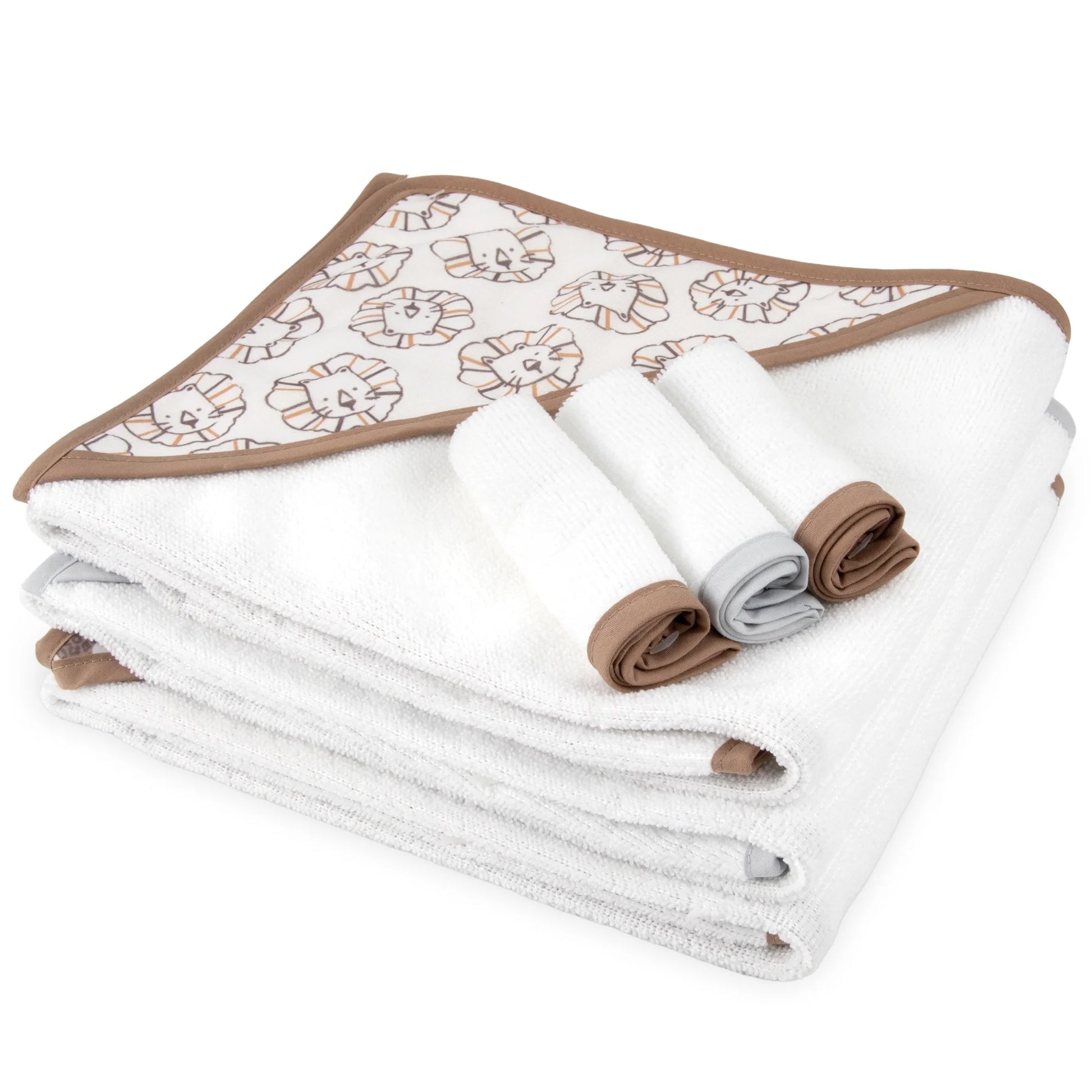 6 Piece Hooded Bath Towel Washcloth Set for Infant, Newborns, Toddlers 3 – 24 Months for Bath Time, Showers, Lounge, Beach, Pool in Safari Animals