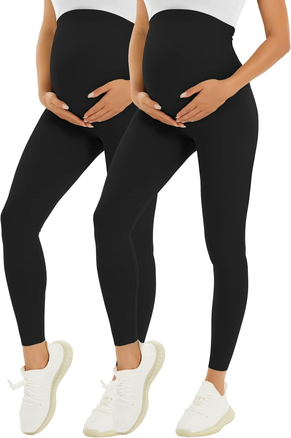 Women'S Maternity Leggings over the Belly Pregnancy Workout Leggings Full Length Pregnant Active Wear Yoga Pants
