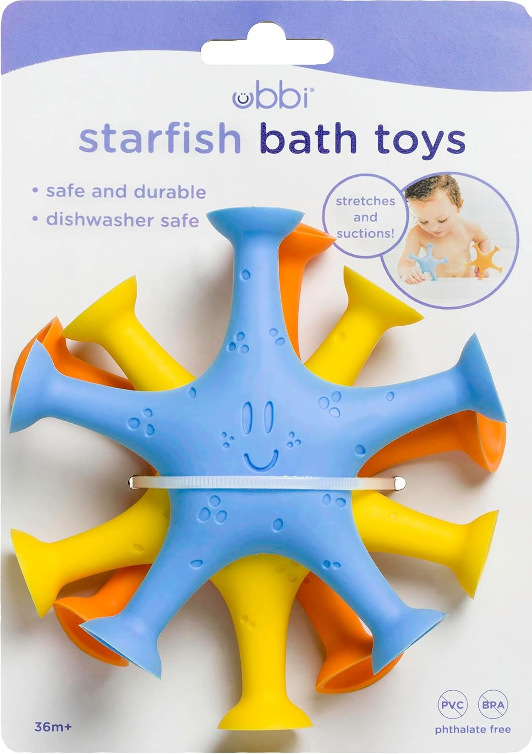 Ubbi Starfish Stretch and Suction Bath Toy Set for Toddlers - Engaging Water Accessories for Bath Time Fun, Set of 3