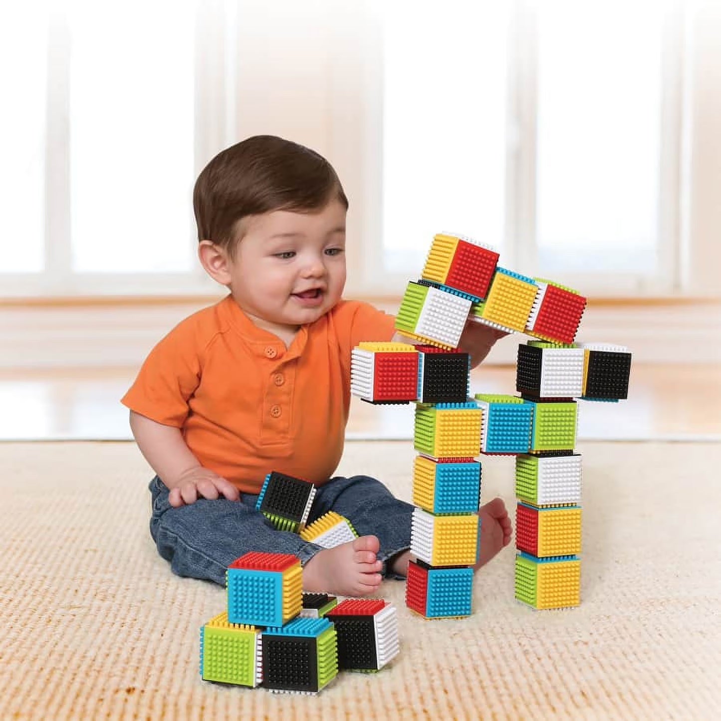 Interlocking Stacking Blocks Set for Ages 12-36 Months, 24 Pieces
