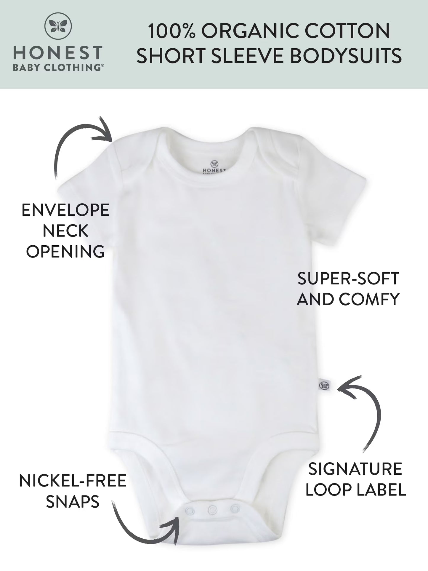 Baby Boy or Girl Gender Neutral Organic Cotton Short Sleeve Bodysuits, 3 Pack (Preemie-24 Months)