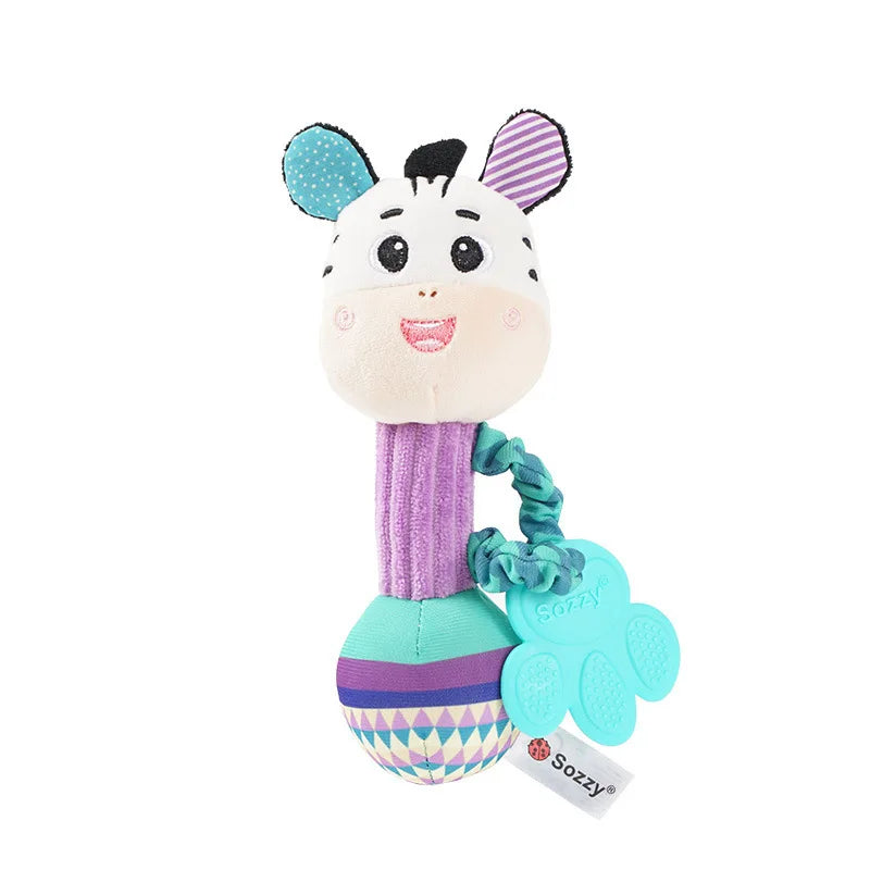 Soft Plush Baby Rattles - Sensory Hand Grip Toys with Crinkle and Squeaky Features for Toddlers - Ideal Travel Accessories and Gift Options