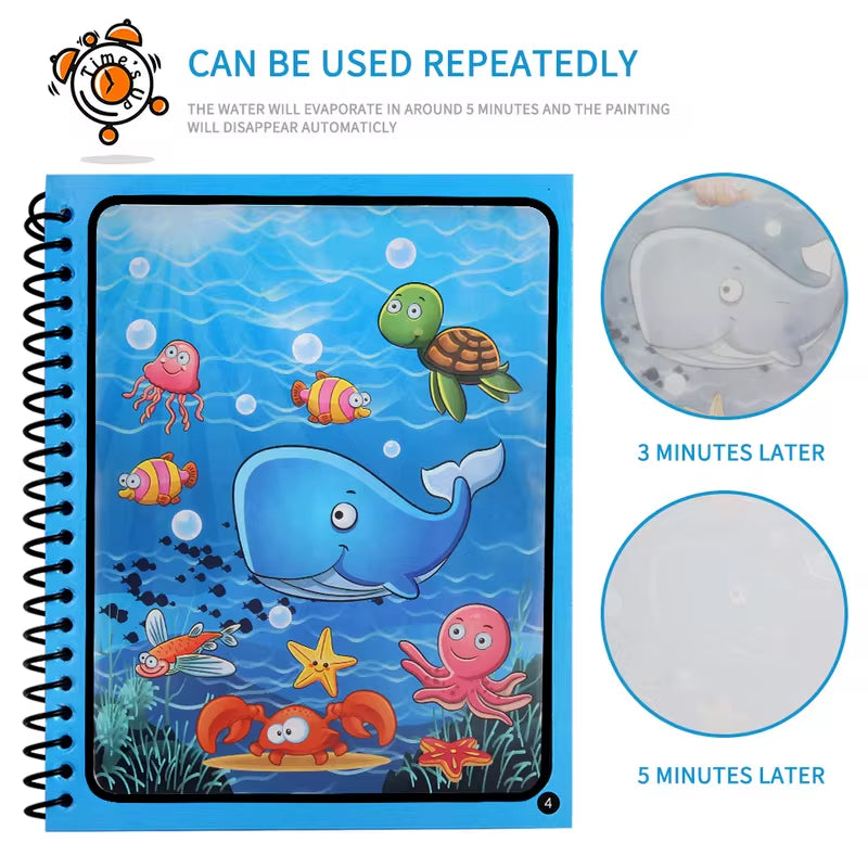 Magic Water Drawing Book - Reusable Montessori Sensory Coloring Toy for Early Childhood Education