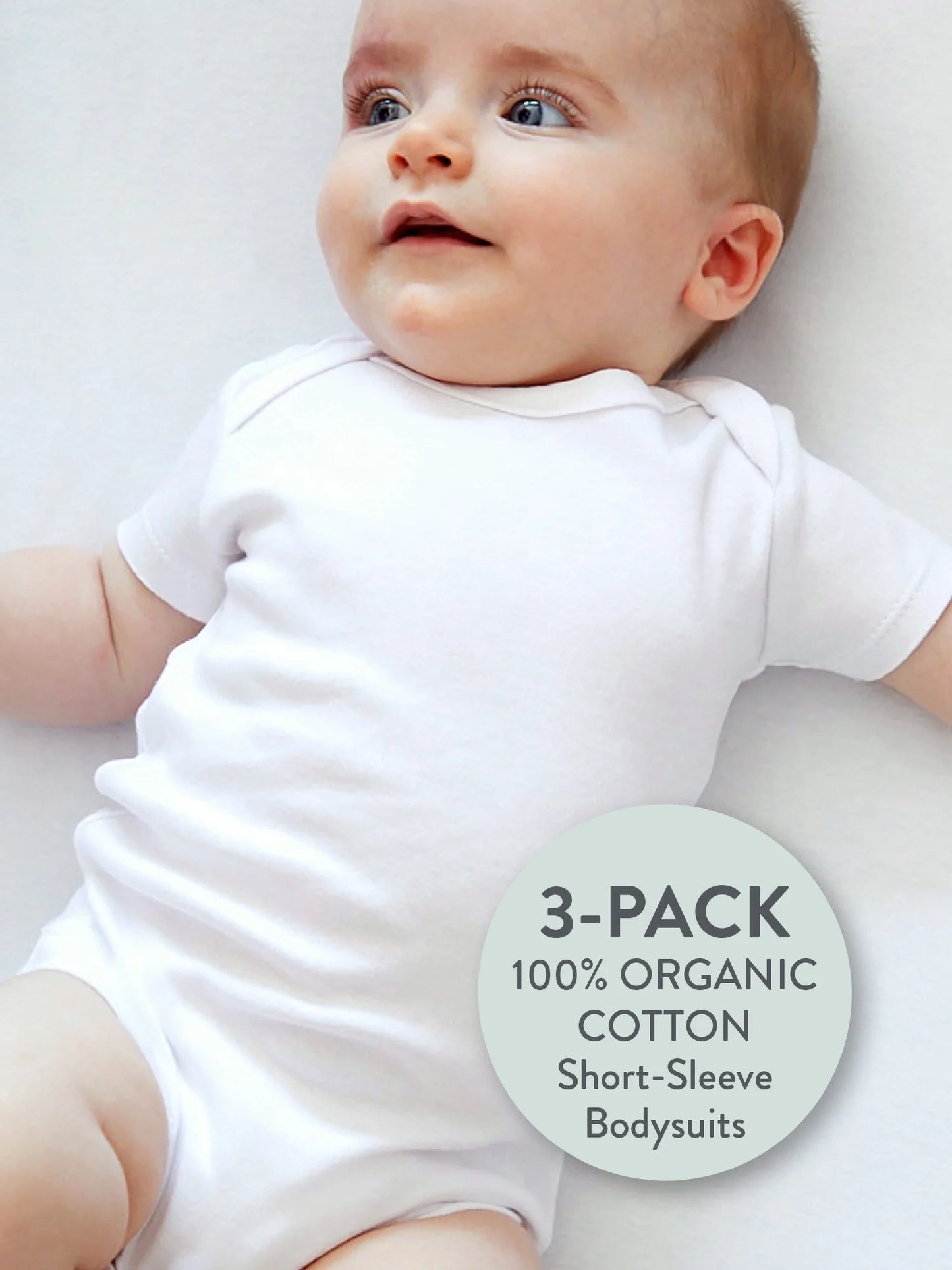 Baby Boy or Girl Gender Neutral Organic Cotton Short Sleeve Bodysuits, 3 Pack (Preemie-24 Months)