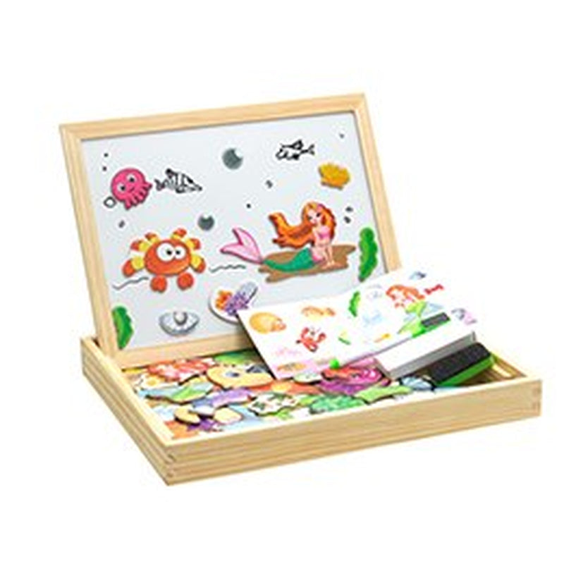 3D Wooden Magnetic Puzzle Toy Set for Children - Animal Circus Figures and Drawing Board for Educational Learning
