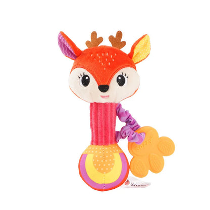 Soft Plush Baby Rattles - Sensory Hand Grip Toys with Crinkle and Squeaky Features for Toddlers - Ideal Travel Accessories and Gift Options