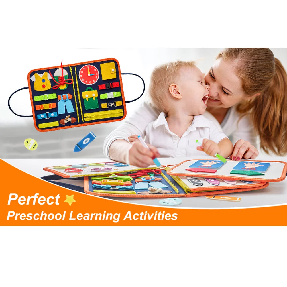 Montessori-Inspired Busy Board Educational Toy for Toddlers Aged 2-4 Years, Ideal for Preschool Learning Activities for Boys and Girls