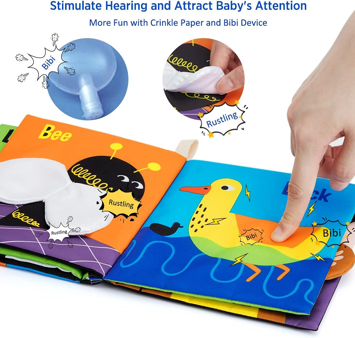 High Contrast Black & White Touch & Feel Crinkle Cloth Books for Infants and Toddlers - Educational Stimulation Toys for Early Development, Ideal Gift for Baby Boys and Girls, Featuring Animal Themes