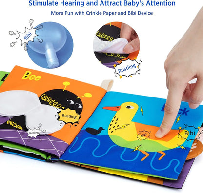 High Contrast Black & White Touch & Feel Crinkle Cloth Books for Infants and Toddlers - Educational Stimulation Toys for Early Development, Ideal Gift for Baby Boys and Girls, Featuring Animal Themes