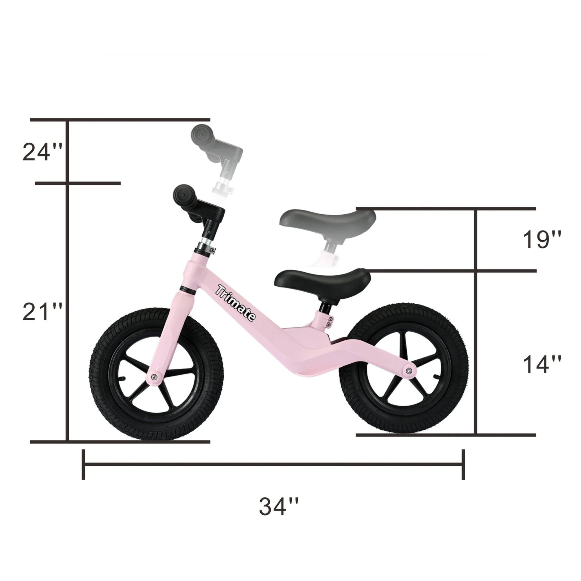 Toddler Balance Bike in Pink - No-Pedal Sport Bike for Ages 3-5, 12" Inflated Tires, Ideal Gift for Boys and Girls with Inseam 16" - 21