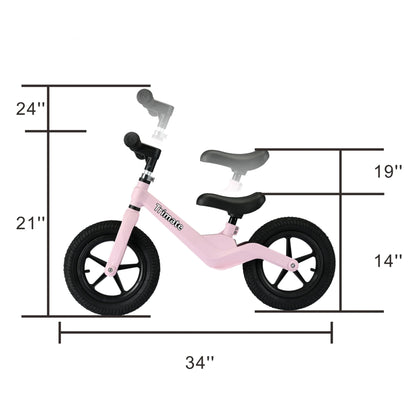 Toddler Balance Bike in Pink - No-Pedal Sport Bike for Ages 3-5, 12" Inflated Tires, Ideal Gift for Boys and Girls with Inseam 16" - 21