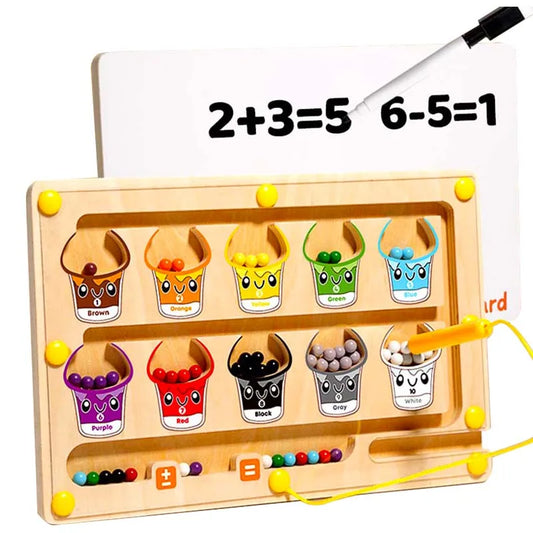 Magnetic Montessori Puzzle Sorting Game: Wooden Educational Toy for Color, Counting, and Number Classification